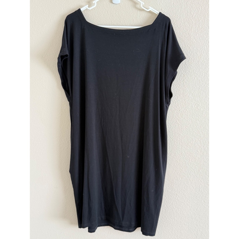 Eileen Fisher Womens Black Viscose Spandex Square Neck Pocket Shift‎ Dress XL - Picture 5 of 7